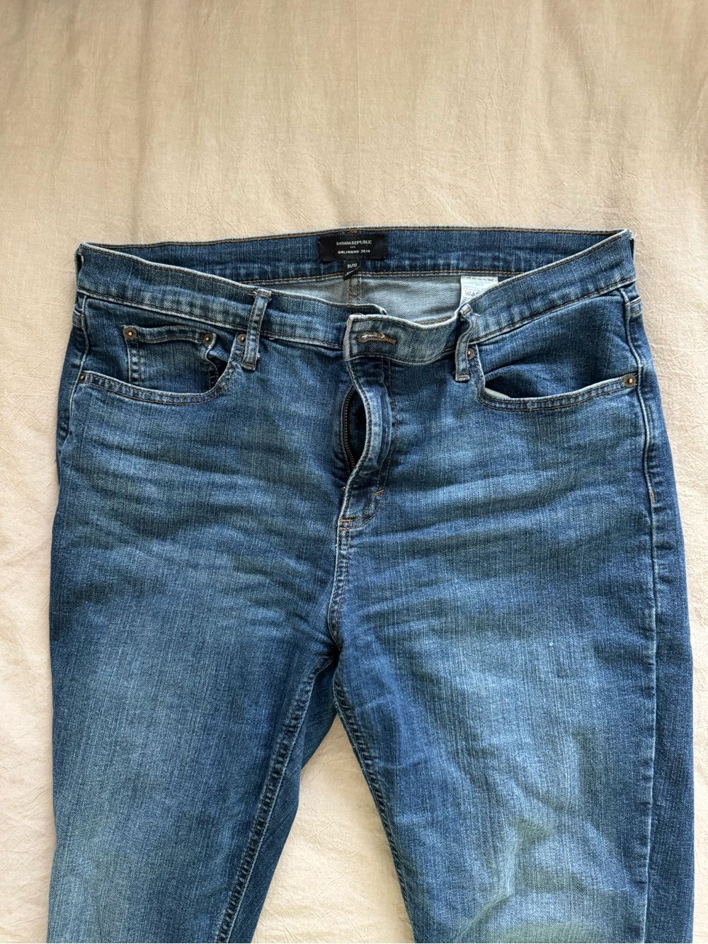 Banana Republic Dark and Light Blue Girlfriend Jeans size 12/31
